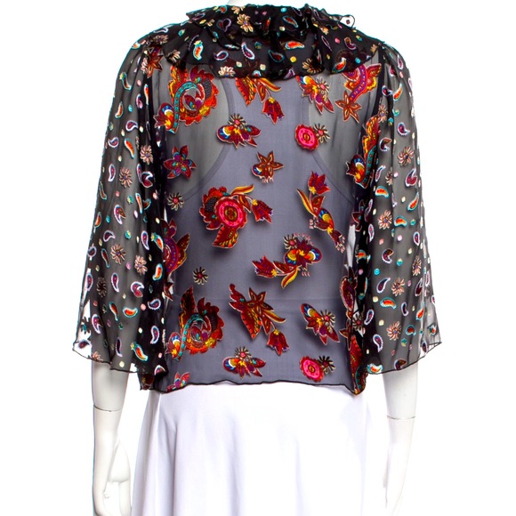 Alice + Olivia vibrant semi- sheer top - xs - Picture 3 of 3